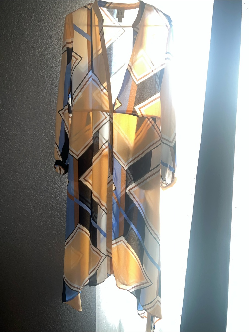 Worthington Yellow and Blue Geometric Maxi Dress